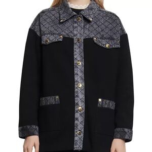 Sandro Black and Denim Coatigan Jacket